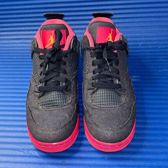 Size 8.5Y- GS Nike Air Jordan 4 Retro 487724-408 Denim Obsidian Pink W- 10 - Picture 4 of 8